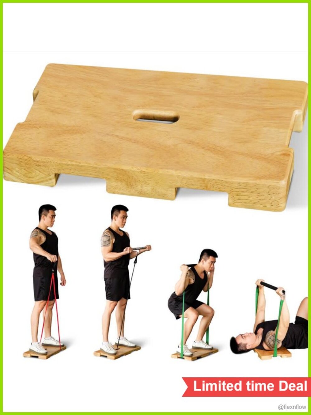 Wooden Exercise Board for Resistance Band Workouts, Strength, Balance